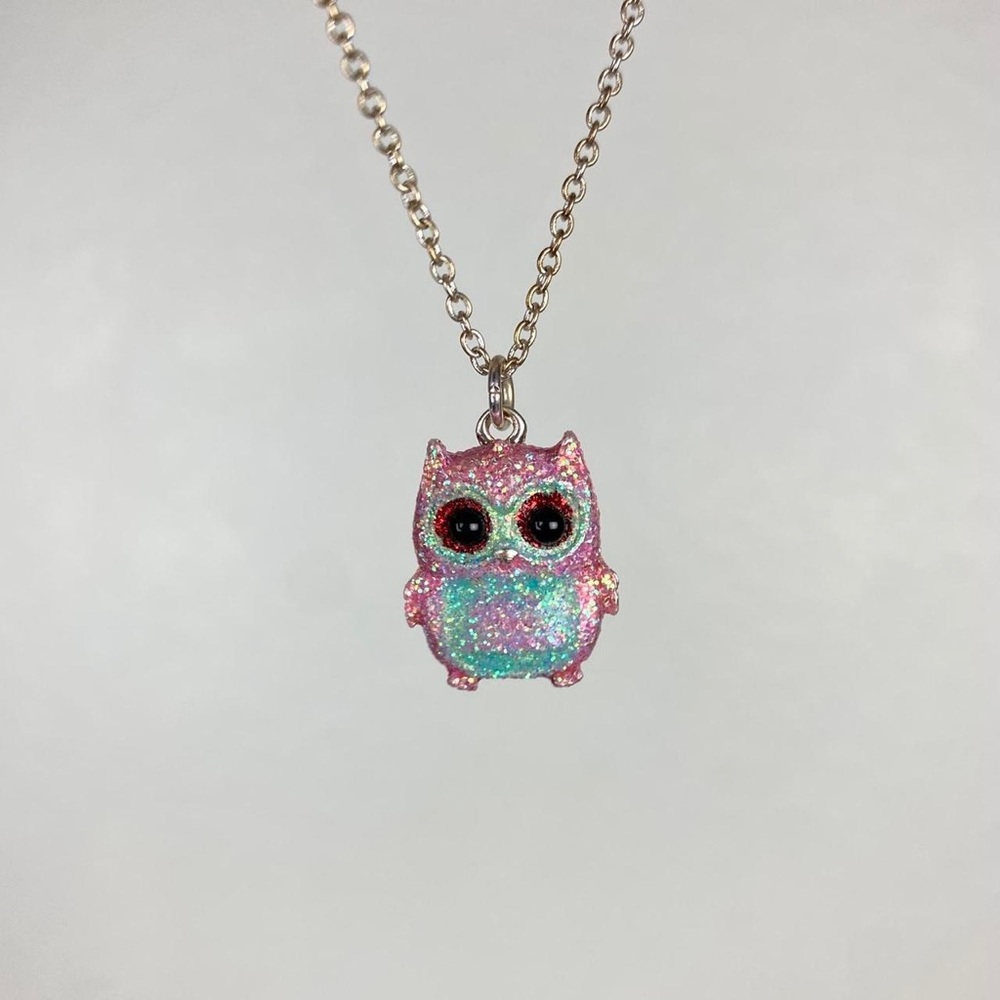 4/$15 🌻 Pink & Blue Sparkling Owl Pendant